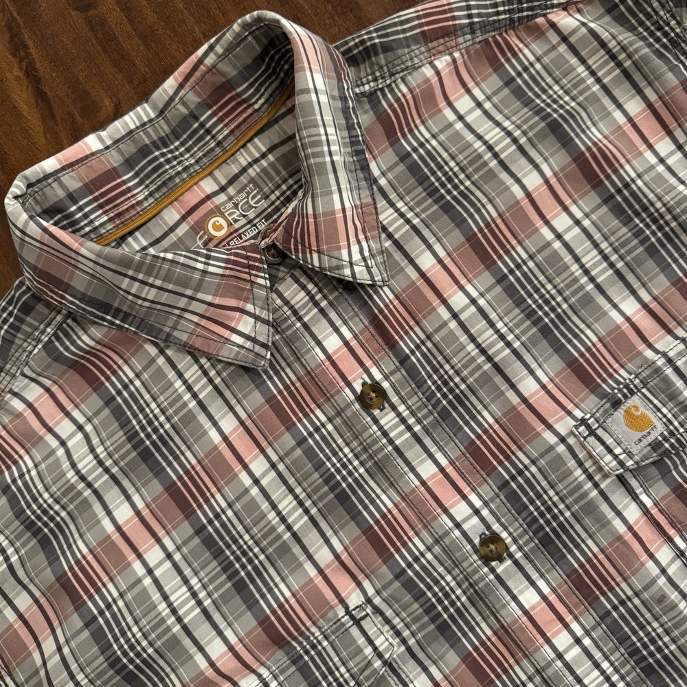 Carhartt Force Men's Relaxed Fit Short Sleeve Button Down Shirt Size Large